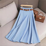 2025 Women's Spring And Autumn Solid Color Casual Bvy Skirt With Belt HZ1208