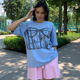 Sweet And Spicy Wind Shoulder Short-Sleeved Letter Printing T-Shirt Girl Spring Small Loose Thin Top Lady HZ1208