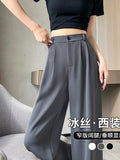 White Suit Pants Hanging Woman Summer Small High-Grade Ice Silk Impenetrable Narrow Version Of Casual Straight Pants HZ1208