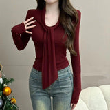 2025 Autumn And Winter Dress Alone Special Tight Bottom Shirt Top Dress Small Design Solid Color Long Sleeves With T-Shirts HZ1208