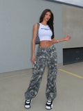 Design New Camouflage Straight-Tlens High-Waisted Trousers With Thin Sleek Casual Personality Hot Girl HZ1208