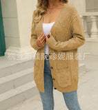 Sweater Long Coat Women's Long Dress Long Female Solid Color Mah-Button Cardigan Long-Sleeved British Style HZ1208