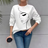 2025 Spring And Autumn New Women's Fashion Face Printed Round-Neck White Dress HZ1208