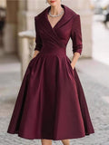 Women's Spring And Autumn Temperament Collar Waist Dress Thin Elegant Ladies Dress HZ1208