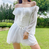 21154 Chiffon Shoulder Irregular Dress Girded Suit Temperament Commuting Short Skirt HZ1208