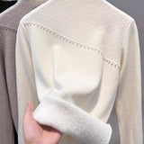 One-Piece Sweater Bottomed Women Set Warm 2025 Autumn And Winter New Plus Velvet Half-High Collar Temperament Top HZ1208