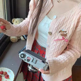 Chun Cute Powder Knitted Cardigan Sweater Jacket Women's New Languid Loose Wind Soft Blouse In Autumn HZ1208