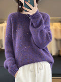 Autumn And Winter Women's Beads Knitwear 2025 New High-End Feel Super-Good-Looking Retro Lazy Wind Wearing Purple Sweater HZ1208