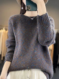 Autumn And Winter Women's Beads Knitwear 2025 New High-End Feel Super-Good-Looking Retro Lazy Wind Wearing Purple Sweater HZ1208