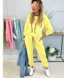 2025 Autumn And Winter New Women's Pure Color Round Neck Long Sleeves With Splicing Trousers Set Women HZ1208