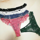 New Triangle Hollow Lace Side Thong Lady Water Drill Hanging Cotton Crotch Trousers Tpants HZ1208
