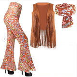 2025 Fashion New Ladies Print Set Of Art Retro Sleeveless Top Broad Leg Pants Two Sets HZ1208