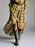 Vintage Long-Sleeved Plaid Shirt Dress 2025 Spring And Autumn New Fashion Loose Casual Dress Belt HZ1208