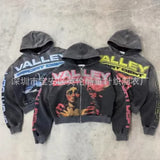 2025 Jersey Trousers Letter Spider Web Print Hoodie Lady Harajuku Style Hoodie HZ1208