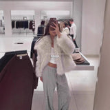 Autumn/Winter 2025 Brown Short Eco-Friendly Fur High Fashion Lazy Blouse HZ1208