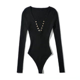 2025 Casual Crew Neck Long Sleeve Bodysuit HZ1208