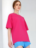 2025 Spring Summer New Solid Color T-Shirt Women Hot Pure Cotton Short-Sleeved Top Loose HZ1208