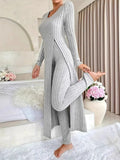 Temu Autumn And Winter Design With A Sense Of Round Neck Opening Fork Long Coat Trousers Casual Fashion Set HZ1208