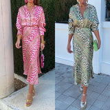 Spring 2025 New Women's Print Elegant Collar Long-Sleeved Shirt High-Waisted Skirt Fashion Suit Woman HZ1208