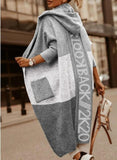 2025 Color Pocket Hooded Knitted Knitted Women's Long Cardigan Women's Coat Color Design HZ1208