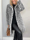 Autumn/Winter 2025 Fashion Leopard-Print Warm Plush Long Coat HZ1208
