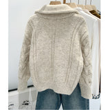 Korean Version Of Double Zippered Strand Sweater Coat Women's 2025 Winter Design Sense Of The Collar Plus Thick Long-Sleeved Knitted Open Shirt HZ1208