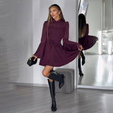 Explosion Net Horn Sleeve Dress Belt Design Black And White Multi-Color Elegant Famous Short Skirt HZ1208