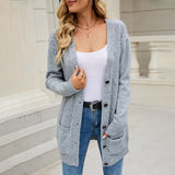 Sweater Long Coat Women's Long Dress Long Female Solid Color Mah-Button Cardigan Long-Sleeved British Style HZ1208