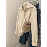 Korean Gray Half-Zip Sweater Women Wear Soft-Creating Knitted Knitted Jacket Coat Tops In Autumn And Winter HZ1208