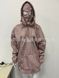 New Retro Half-Necked Jacket Men's And Women's Young Lattice Double Hat Hoodie HZ1208