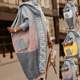 2025 Color Pocket Hooded Knitted Knitted Women's Long Cardigan Women's Coat Color Design HZ1208