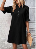 2025 Women's Summer New Wish Casual Loose Solid Color Dress HZ1208