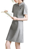 Korean Academy Style Embroidery Polo Dress Women Summer New Skinny Casual Dress Dress Female HZ1208