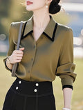 French High-Level Temperament Olive Green Collar Long-Sleeved Set Of Sleeves Of The Dress Dress Women's Spring And Autumn HZ1208