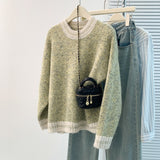 Autumn And Winter Dress New Women's Sweater Women's Korean Round Collar Bumpy Long-Sleeved Knitted Jersey Women Loose Thin Top HZ1208