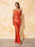New Beach Skirt Knitted Hollow Sexy Sling With Long Beach Bathwear Sunscreen Hood HZ1208