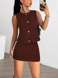 Women's Short Vest Skirt Summer Sleeveless Suit HZ1208