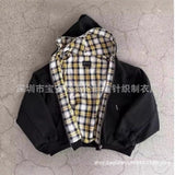 Zippered Open-Shirt 2025 New Lattice Garlet Printing National Tide Treasure Boy Hoodie HZ1208