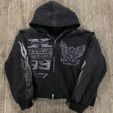 0425 Street H-Hang Hop Stars Girl Print Black Zipper Hoodie Women Y2k Harajuku Jacket HZ1208