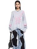 Super Tattered Sweater Women Lazy In The Long Loose Long-Sleeved Holiday Two Autumn And Winter Clothes HZ1208