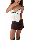 2025 Hot Dew Back Nine-Point Blouse Summer Sexy Strap Fine Shoulder Strap Sling Cute Mini Back HZ1208