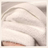 One-Piece Sweater Bottomed Women Set Warm 2025 Autumn And Winter New Plus Velvet Half-High Collar Temperament Top HZ1208