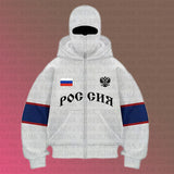 Autumn And Winter Double Hat Jacket Y2K Letter Printing Street Trendy Men's And Women's Hoodie Jacket HZ1208