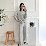 New Knitted Suit For Women's Knitted Yarn For The Autumn/Winter 2025 Soft Open-Fork Sweater Plus T-Shirt With Half-Body Skirt HZ1208