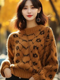 European Goods Heavy Industry Caramel Color Thick Line Sweater 2025 New Lazy Loose Knitting Small Fragrant Coat HZ1208