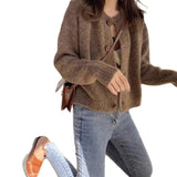 Sweater Coat Women's Autumn And Winter Loose Wear Complex 2025 New Short Top Knitted Cardigan Thicken HZ1208