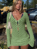 New Beach Skirt Knitted Long-Sleeved Ass Bikini Swimsuit Burqa Holiday Sunscreen Woman HZ1208