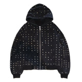 Personality Trendy Autumn New Round Ring Hole Hoodie Zipper Trend Open Shirt Hoodie HZ1208