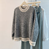 Autumn And Winter Dress New Women's Sweater Women's Korean Round Collar Bumpy Long-Sleeved Knitted Jersey Women Loose Thin Top HZ1208