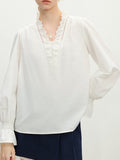 French Temperament Lace Lace V-Neck Shirt Women's Spring 2025 Design Sense Niche Elegant Loose Coat HZ1208